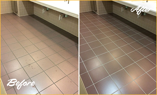 Before and After Picture of a Henrico Restroom Sealed to Help Protect Against Scratches