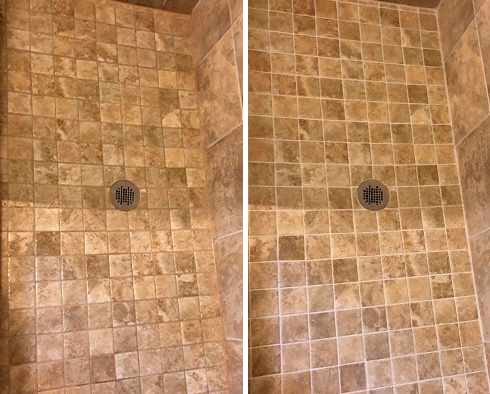 Shower Before and After a Grout Sealing in Henrico, VA