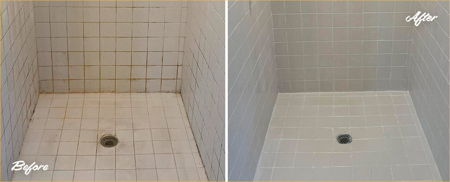 Shower Before and After a Superb Grout Cleaning in Midlothian, VA