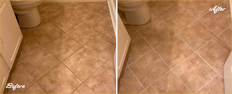 Bathroom Floor Before and After a Superb Grout Cleaning in Glen Allen, VA