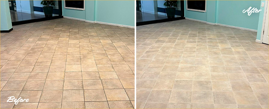 Floor Before and After a Superb Grout Cleaning in Henrico, VA