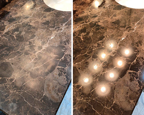 Countertop Before and After a Stone Cleaning in Chester, VA