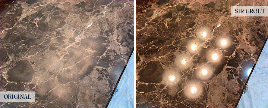 Countertop Before and After a Flawless Stone Cleaning in Chester, VA