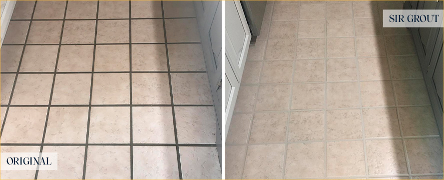 Floor Before and After a Perfect Grout Cleaning in Petersburg, VA