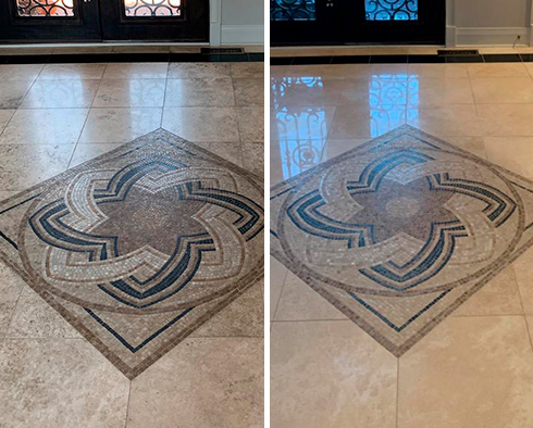 Floor Before and After a Stone Cleaning in Hopewell, VA