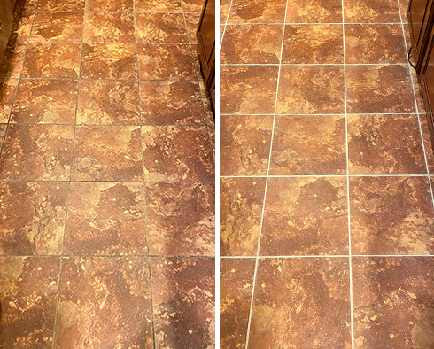 Floor Before and After a Grout Sealing in Richmond, VA