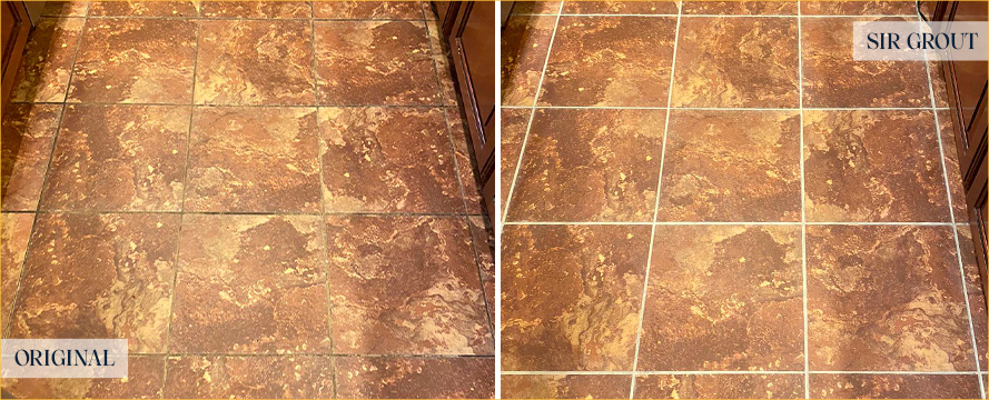 Floor Before and After a Perfect Grout Sealing in Richmond, VA