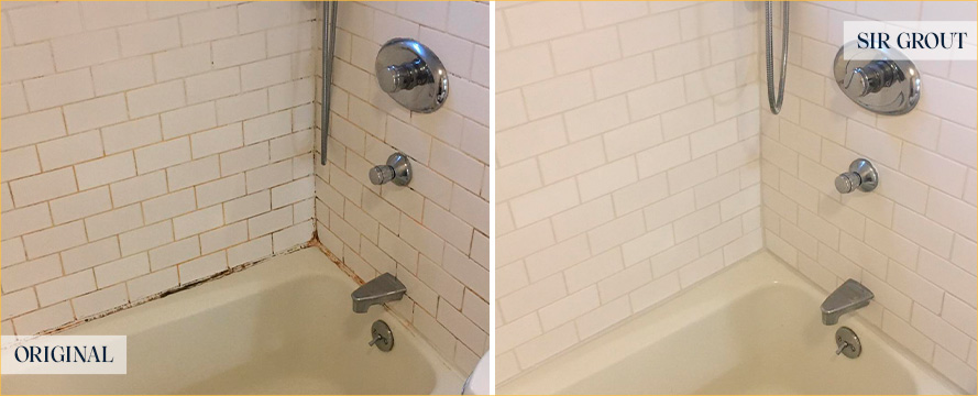 Shower Before and After a Flawless Grout Cleaning in Petersburg, VA