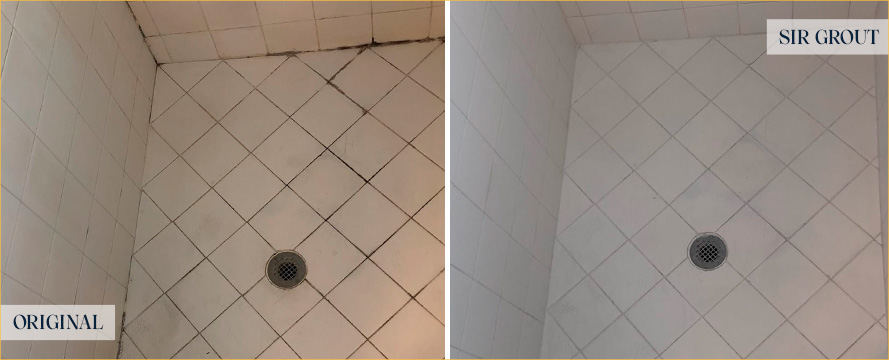 Shower Before and After Our Top-Notch Hard Surface Restoration Services in Petersburg, VA