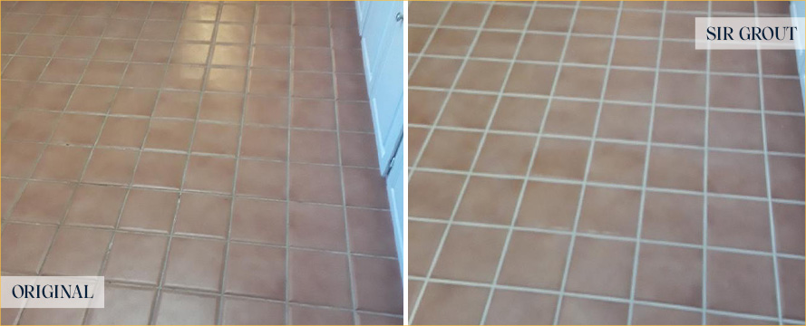 Floor Before and After a Flawless Grout Cleaning in Petersburg, VA