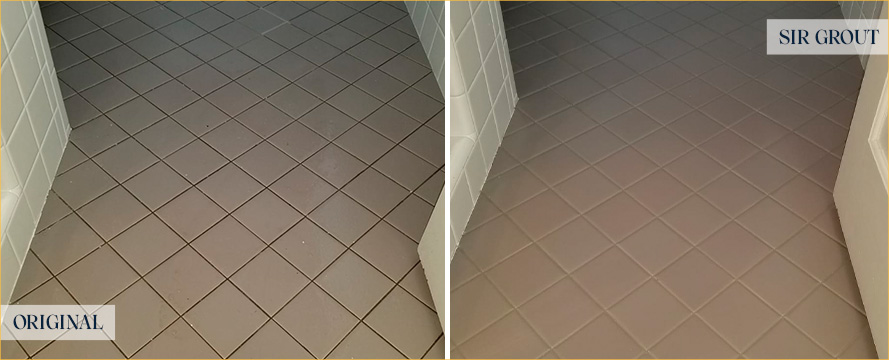 Floor Before and After a Superb Grout Cleaning in Petersburg, VA