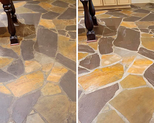 Floor Before and After a Stone Cleaning in Chesterfield, VA